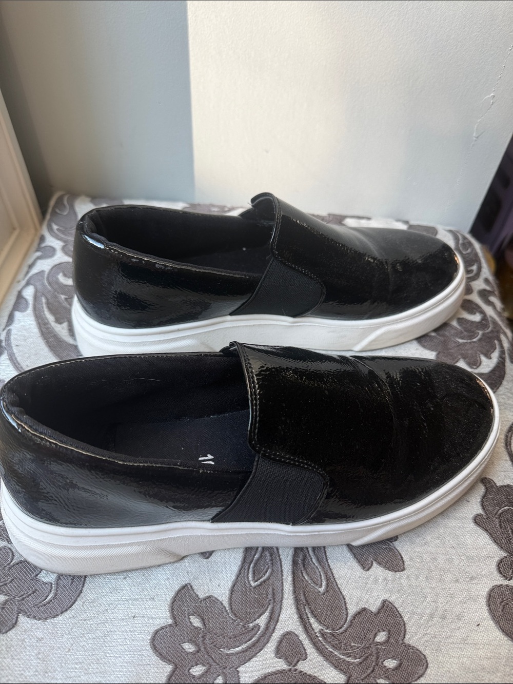 JOE FRESH Black Patent Slip-On Sneakers